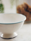 Pale Blue & White Footed Enamel Bowl