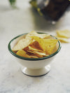 Cream & Green Enamel Small Footed Bowl