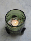 Green Smoke Footed Hurricane Vase by La Soufflerie
