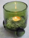 Green Smoke Footed Hurricane Vase by La Soufflerie