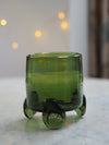 Green Smoke Footed Hurricane Vase by La Soufflerie