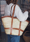 Basket with Leather Straps - The Botanical Candle Co.