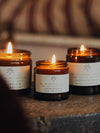 Sandalwood & Rose Geranium Soy Candles in Amber Jars - The Botanical Candle Co.
