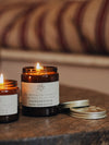 Sandalwood & Rose Geranium Soy Candles in Amber Jars - The Botanical Candle Co.