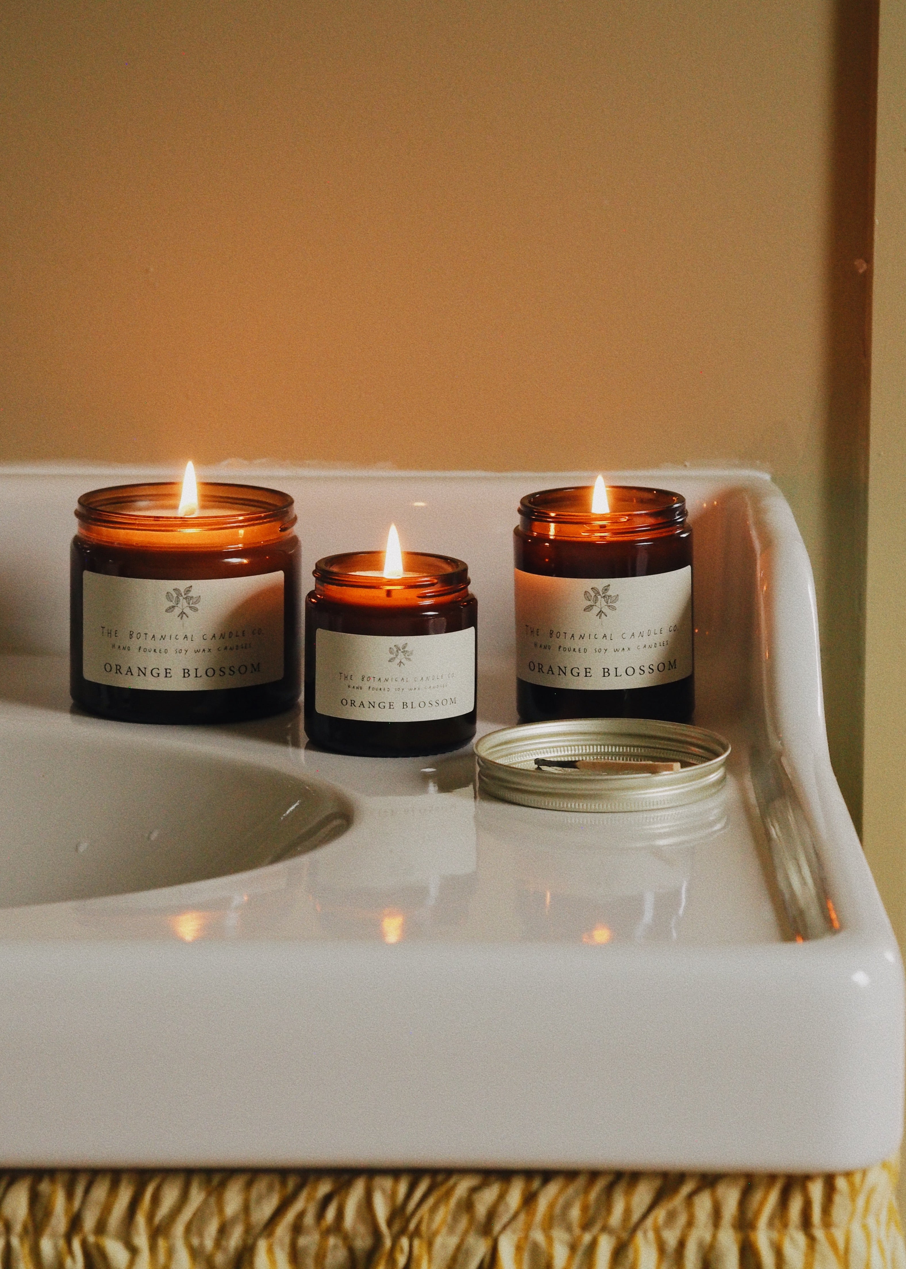 Orange Blossom Scented Soy Candle In Amber Jar The Botanical Candle Co orange-blossom-scented-soy-candle-in-amber-jar-the-botanical-candle-co