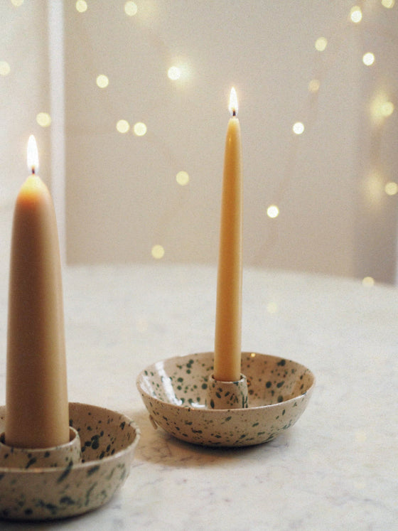 Stoneware Green Fleck Candle Bowls - The Botanical Candle Co.