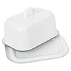18.5cm x 10cm White Enamel Butter Dish - By Argon Tableware