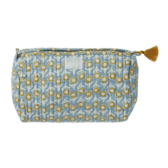 Toiletries Pouch With Indian Flowers Isha Blue
