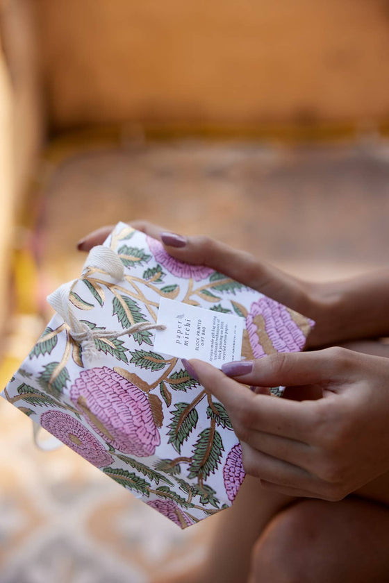 Small Hand Block Printed Gift Bags - Pinks