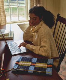  Lattice Quilted Laptop Sleeve - Navy