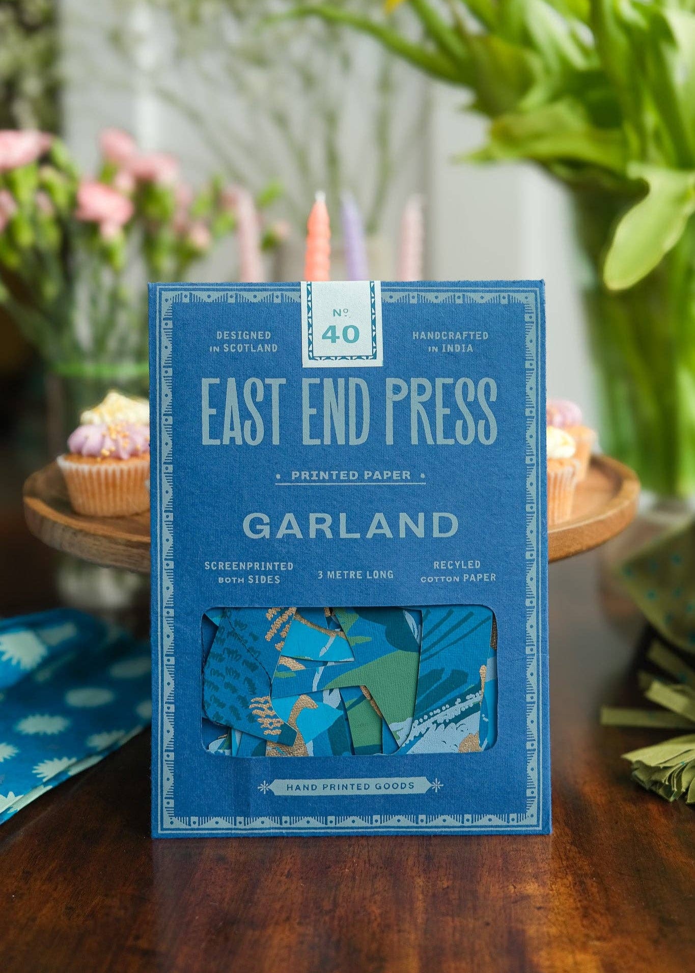 Happy Birthday - Recycled Blue Mix Sewn Garland - The Botanical Candle Co.