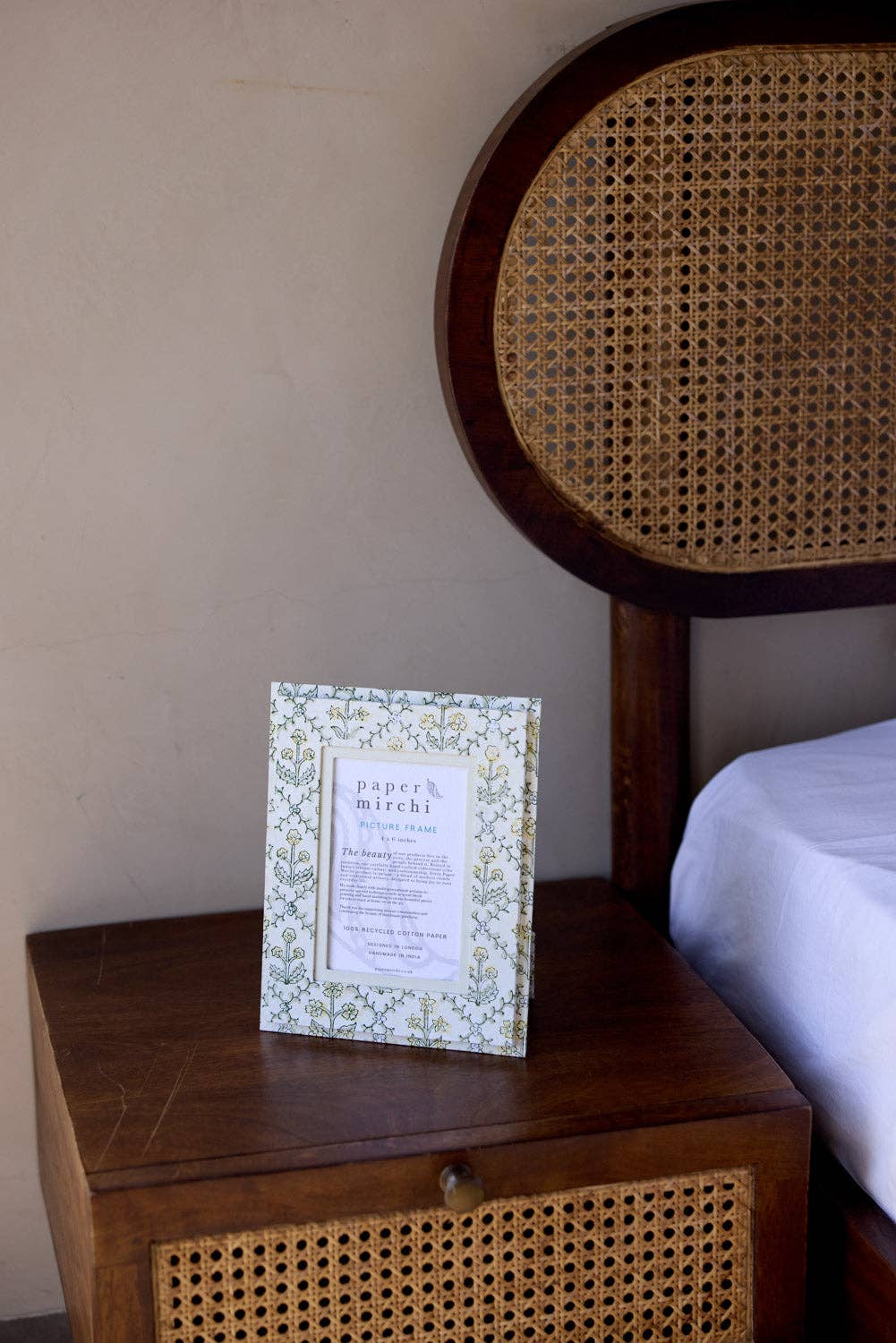 Block Printed Picture Frame - Pale Yellow - The Botanical Candle Co.