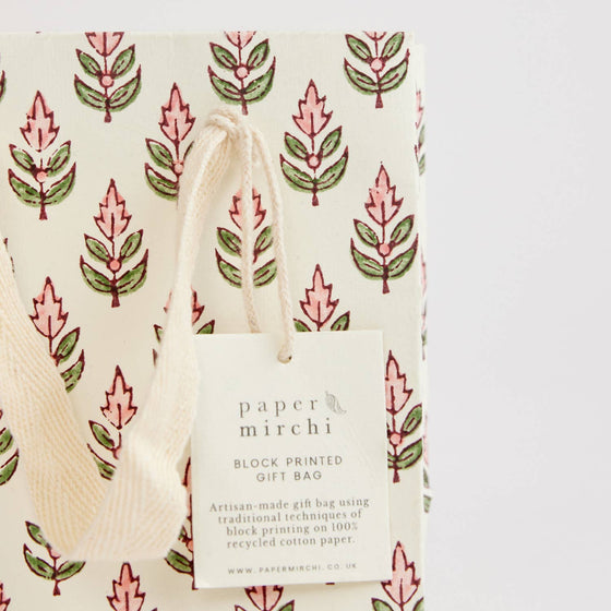 Small Hand Block Printed Gift Bags - Pinks
