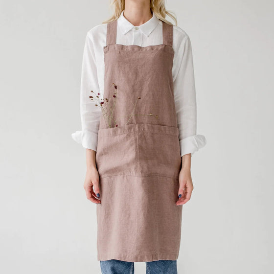 Linen Cross Back Aprons - The Botanical Candle Co.