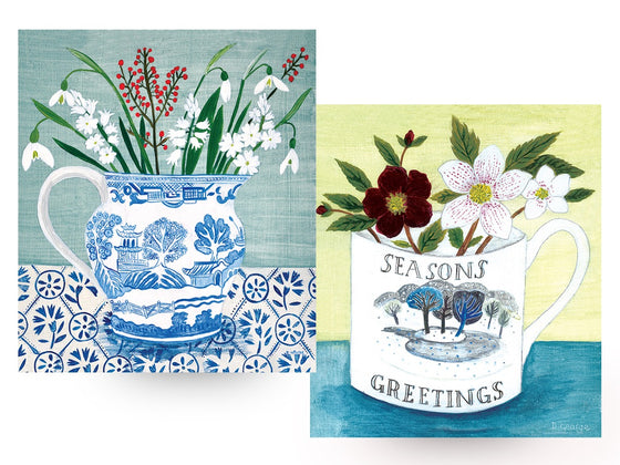 Debbie George's Snowdrop & Season's Greetings Christmas Cards (pack of 6)