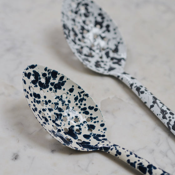 Splatterware Enamel Large Slotted Spoons - The Botanical Candle Co.