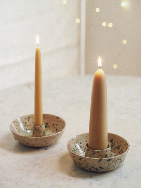 Stoneware Green Fleck Candle Bowls - The Botanical Candle Co.