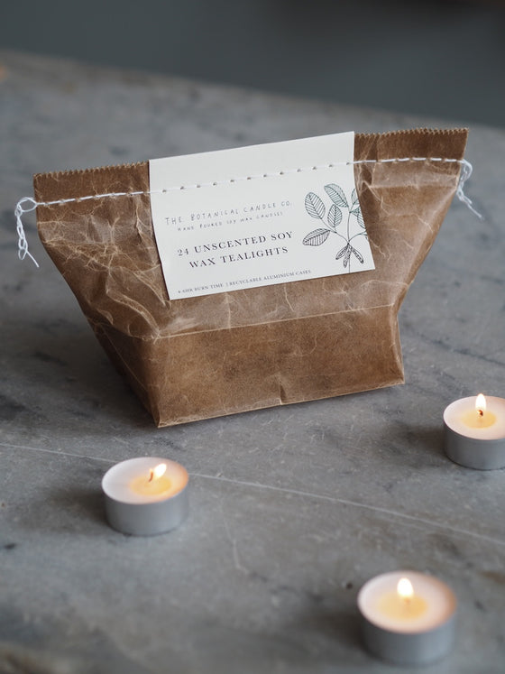 24 Unscented Pure Soy Wax Tealights
