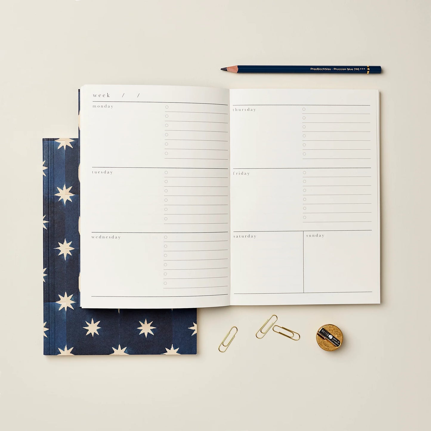 Navy Star Wanderlust Paper Co. Weekly Planner - The Botanical Candle Co.