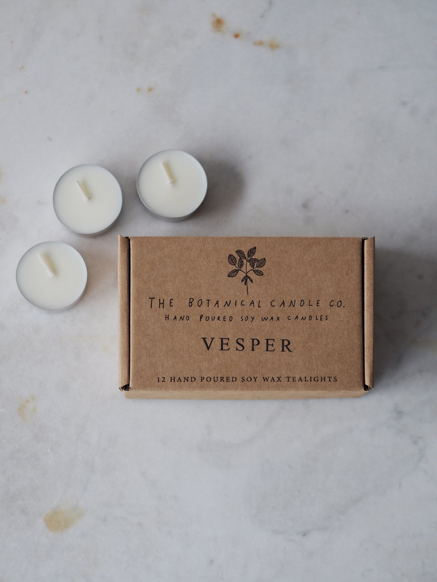 12 Vesper Scented Soy Wax Tealights - The Botanical Candle Co.