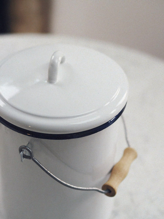 Enamel Compost Kitchen Caddy - The Botanical Candle Co.