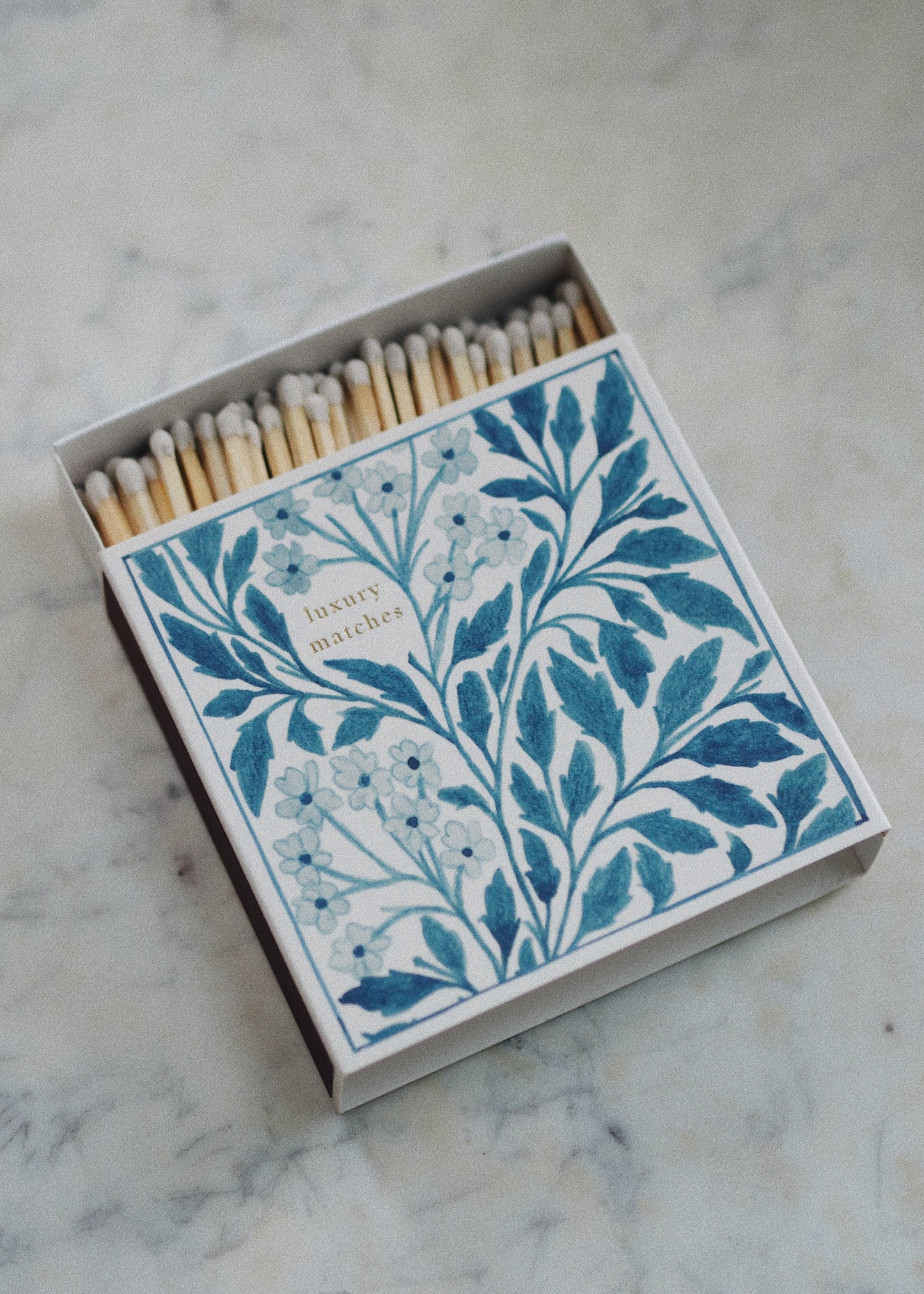 Wanderlust Paper Co. Blue Floral Matches - The Botanical Candle Co.