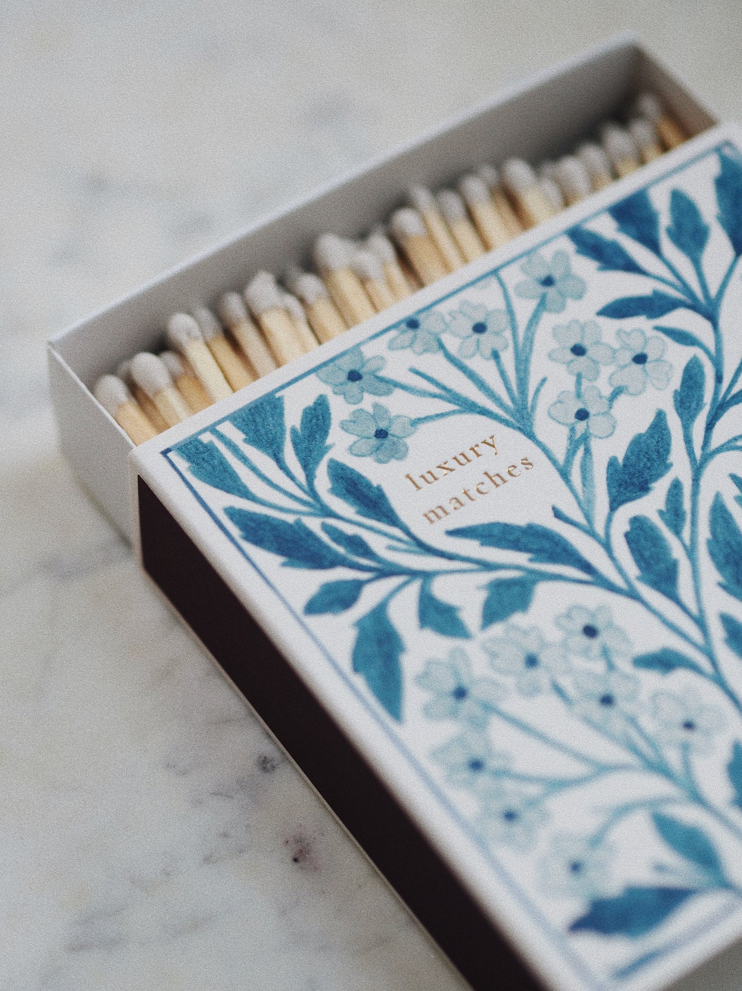 Wanderlust Paper Co. Blue Floral Matches - The Botanical Candle Co.