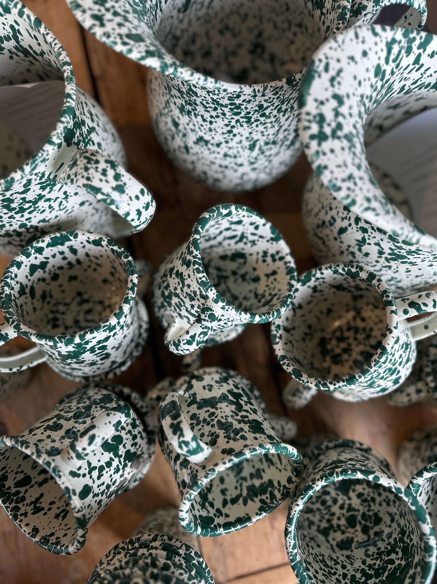 Green & Cream Splatterware Enamel - The Botanical Candle Co.