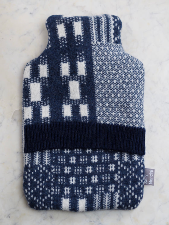 Blue Ikat Lambswool Hot Water Bottle - The Botanical Candle Co.