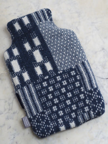  Blue Ikat Lambswool Hot Water Bottle - The Botanical Candle Co.
