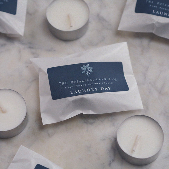 Individual Sample Laundry Day Scented Soy Wax Tealights - The Botanical Candle Co.