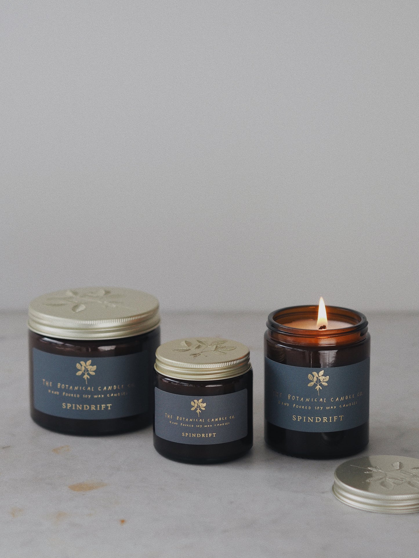 Spindrift Scented Soy Candle in Amber Jar - The Botanical Candle Co.