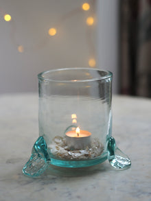  Transparent Footed Hurricane Vase by La Soufflerie