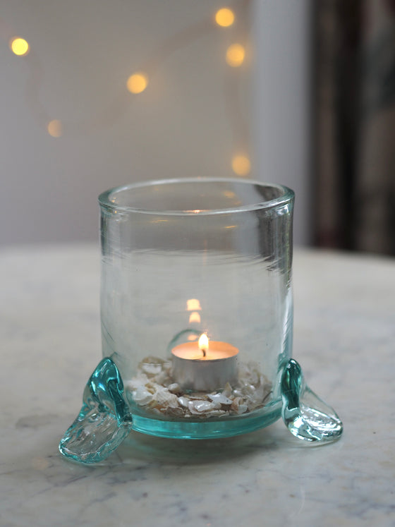 Transparent Footed Hurricane Vase by La Soufflerie