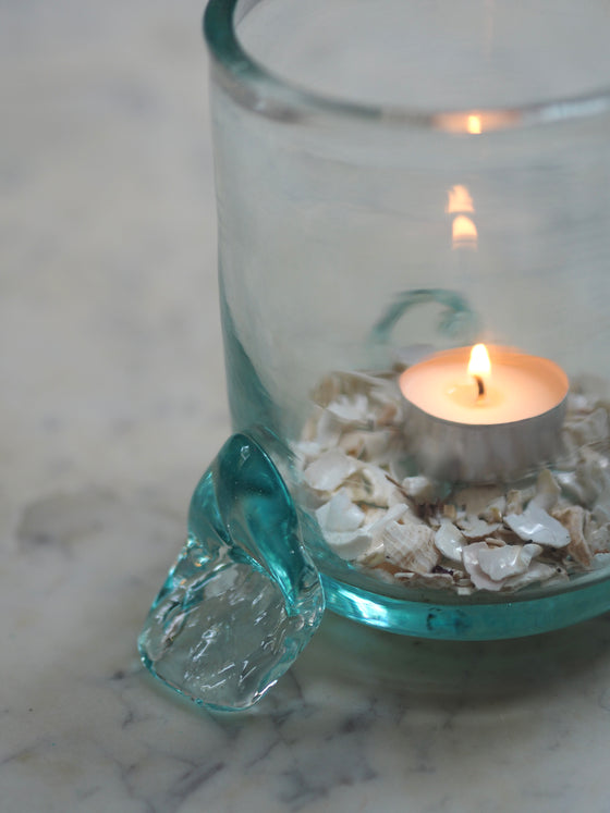 Transparent Footed Hurricane Vase by La Soufflerie