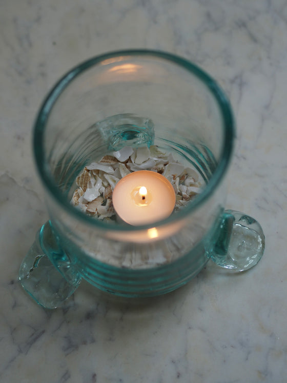Transparent Footed Hurricane Vase by La Soufflerie