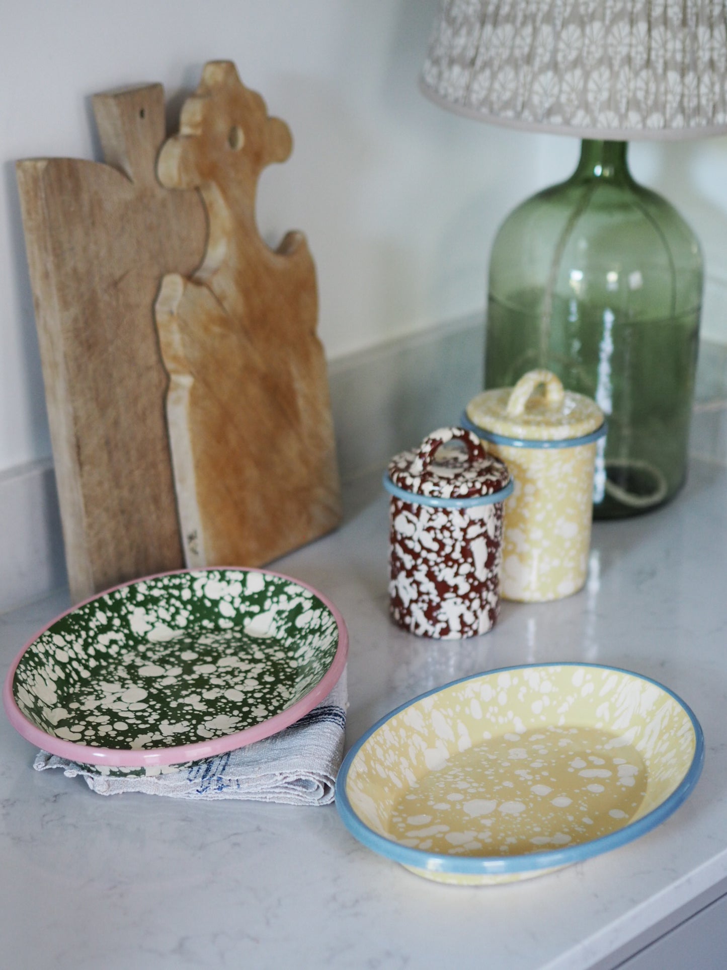 Colourful Enamel Oval Platters - The Botanical Candle Co.