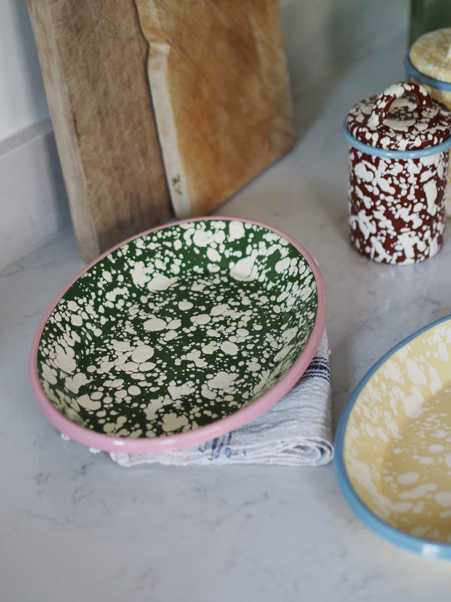 Colourful Enamel Oval Platters - The Botanical Candle Co.