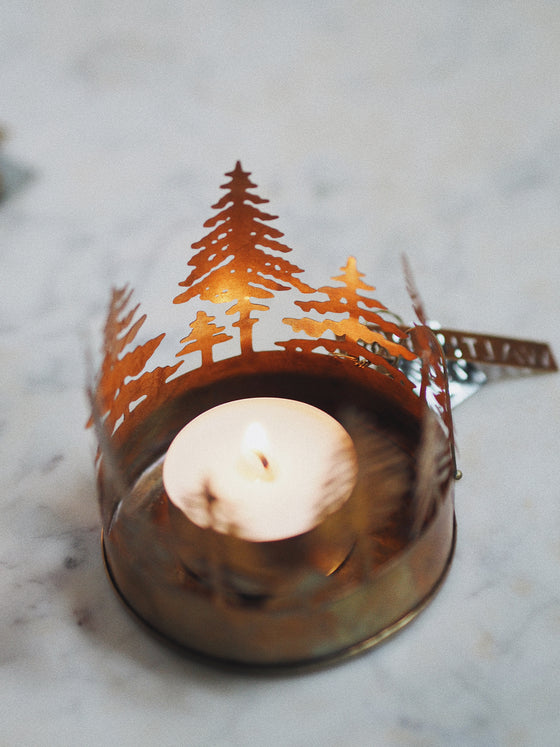 Brass Christmas Trees Tealight Holder