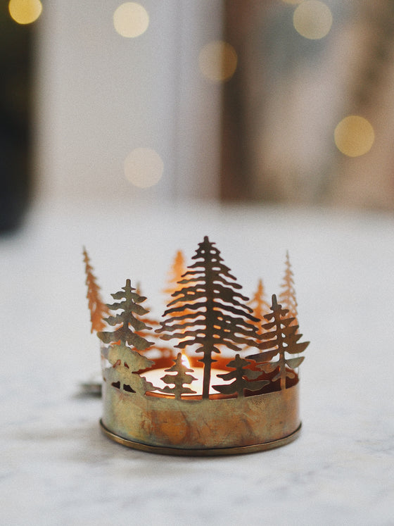 Brass Christmas Trees Tealight Holder