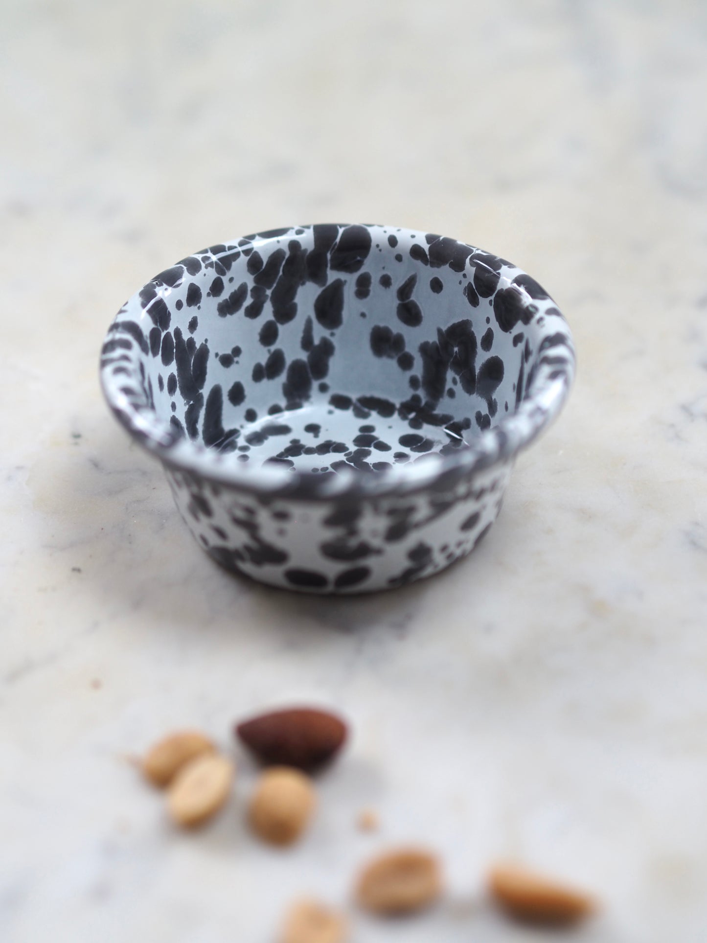 Grey & White Splatterware Enamel Ramekin - The Botanical Candle Co.