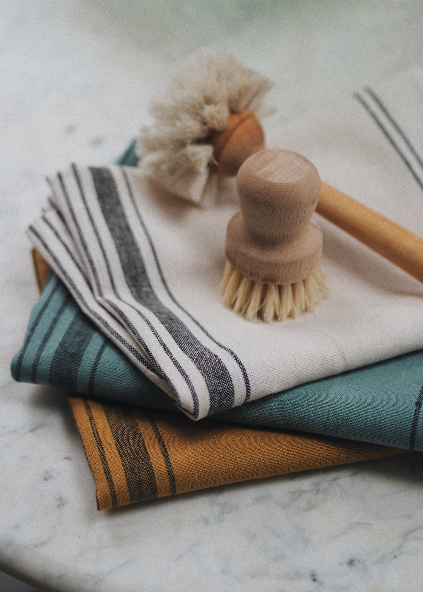 Cotton & Linen Grain Sack Stripe Tea Towels - The Botanical Candle Co.