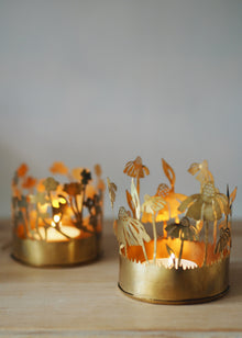  Brass Floral Tealight Holders