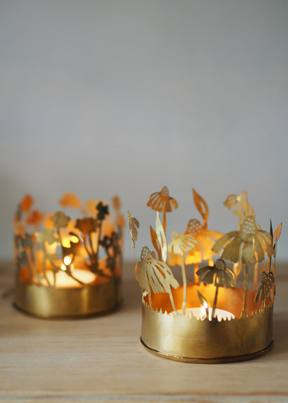 Brass Floral Tealight Holders