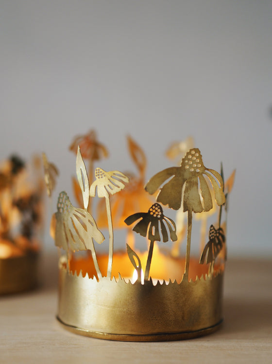 Brass Floral Tealight Holders