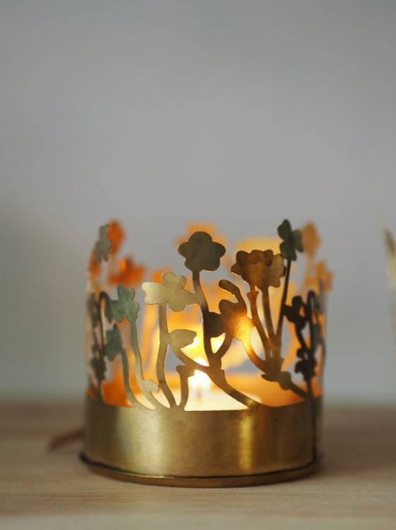 Brass Floral Tealight Holders