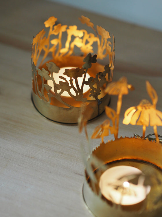 Brass Floral Tealight Holders