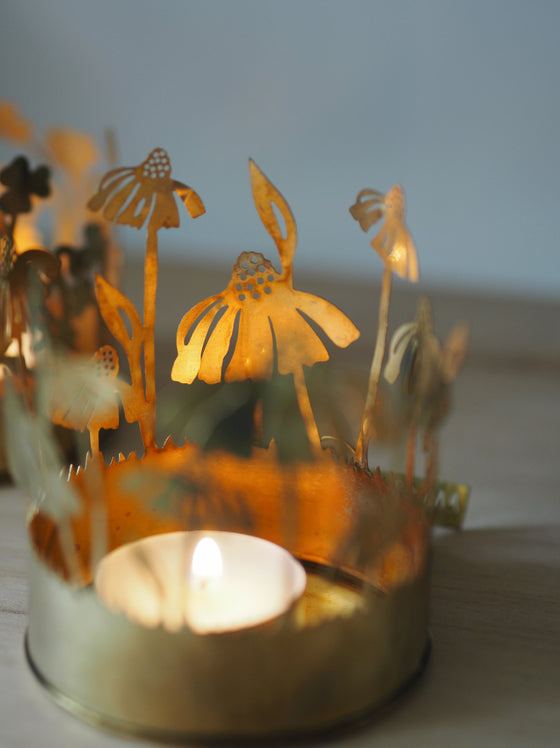 Brass Floral Tealight Holders