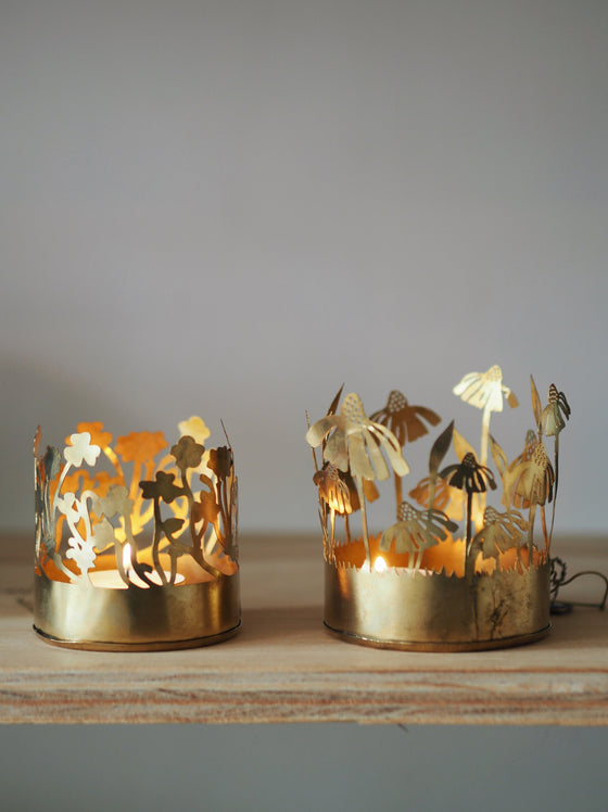 Brass Floral Tealight Holders