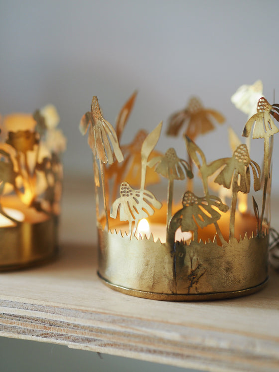 Brass Floral Tealight Holders
